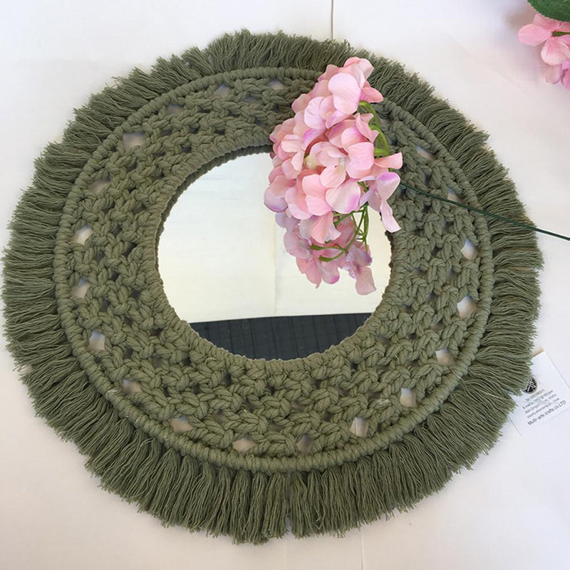 Macrame Wall Hanging Mirror Wick