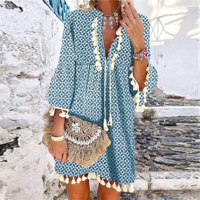 Floral Tassel Beach Dress Kilda (5 Colors and 5 Sizes)