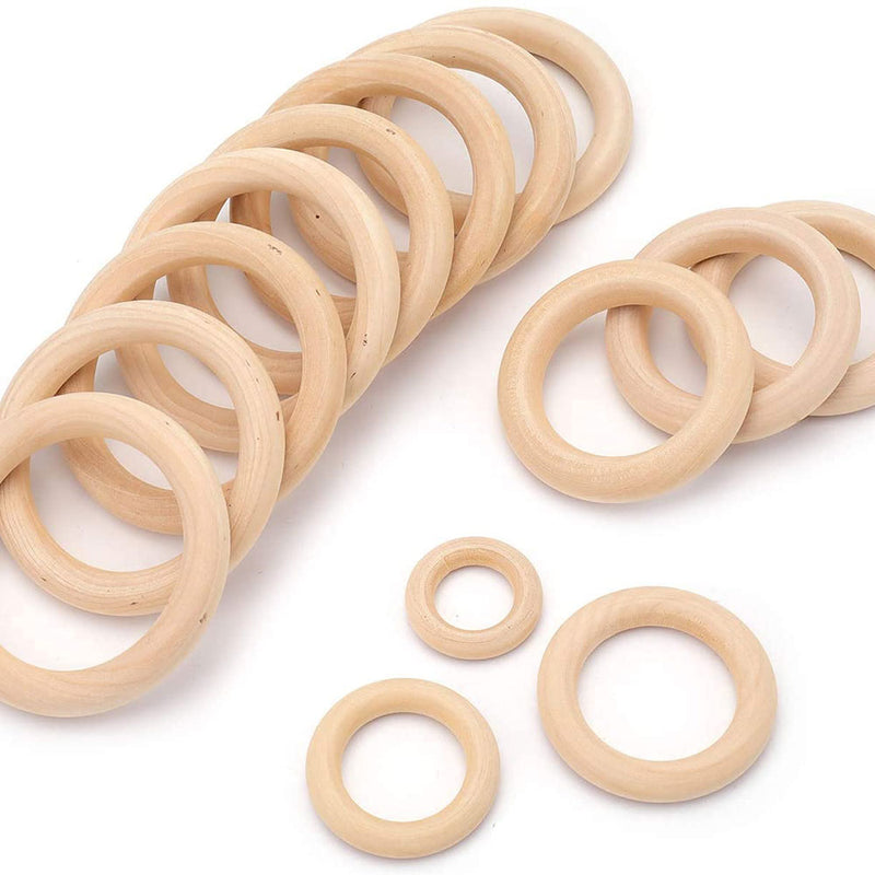 20-60mm Natural Wood Rings Unfinished Solid Wooden Rings For