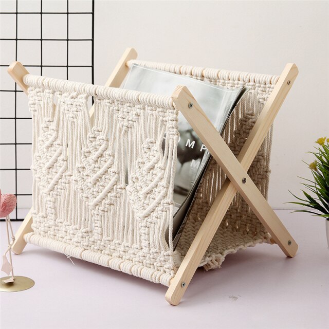 Macrame Magazine Rack Tree