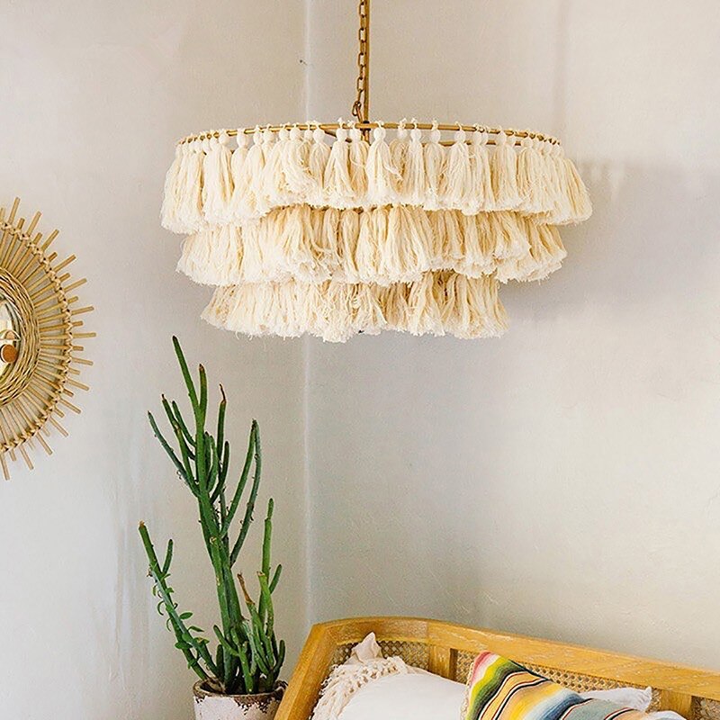 Macrame Tassel Lamp Frederika (3 Colors and 2 Sizes)