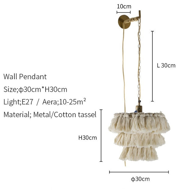 Macrame Tassel Lamp Frederika (3 Colors and 2 Sizes)