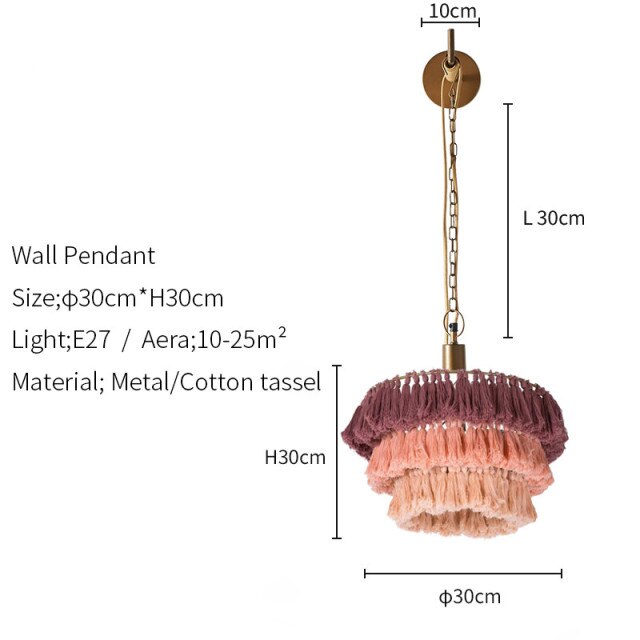 Macrame Tassel Lamp Frederika (3 Colors and 2 Sizes)